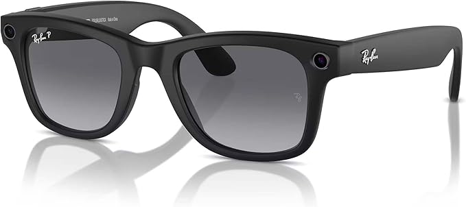 Meta Wayfarer Square Sunglasses, Matte Black/Polarized Gradient Graphite, Regular